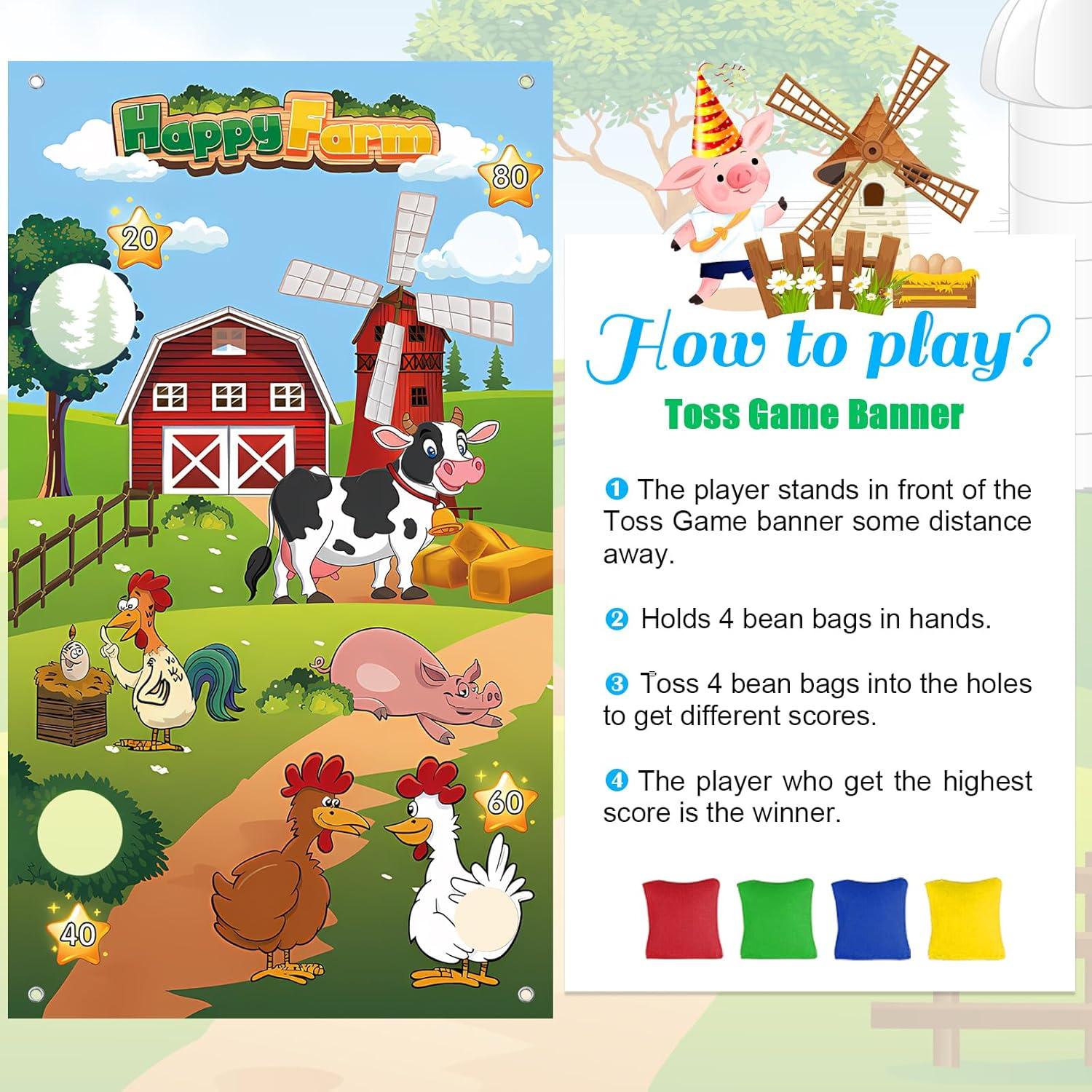 Juego de Lanzamiento de Sacos de Frijoles Unibday - Fiesta de Granja