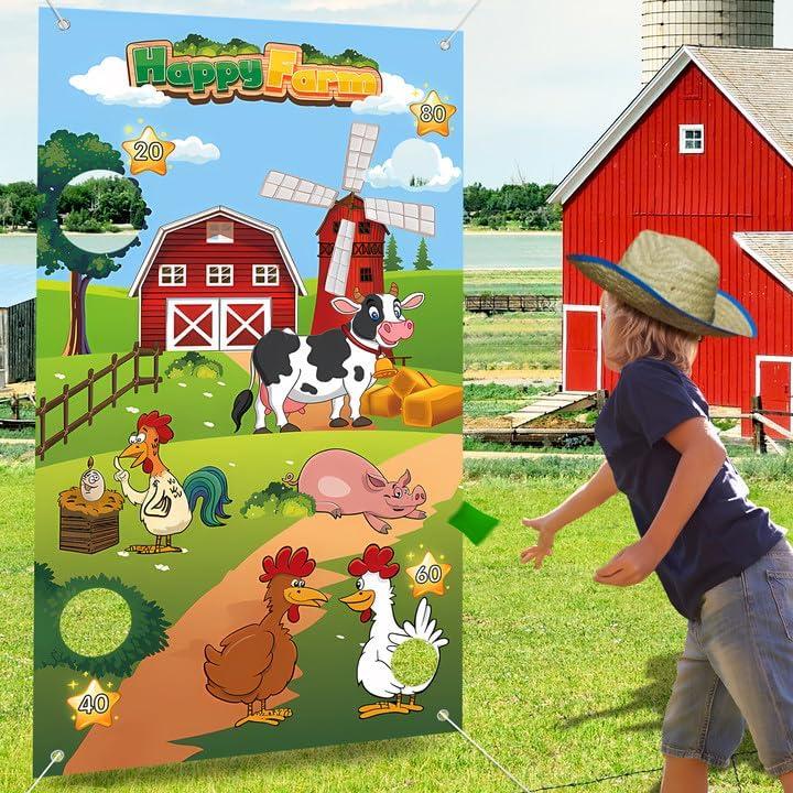 Juego de Lanzamiento de Sacos de Frijoles Unibday - Fiesta de Granja