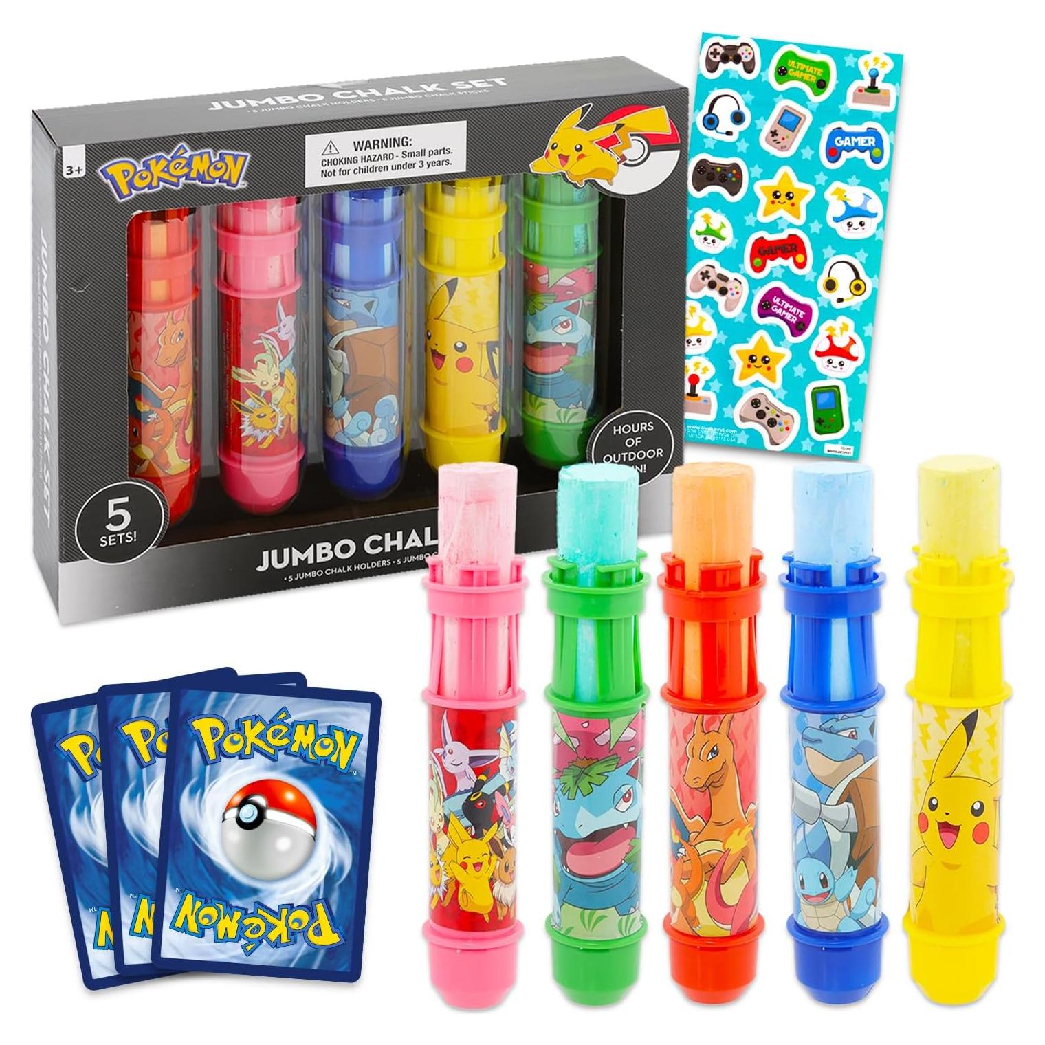 Conjunto de Tiza de Acera Pokemon - 5 Palos Jumbo Multicolor