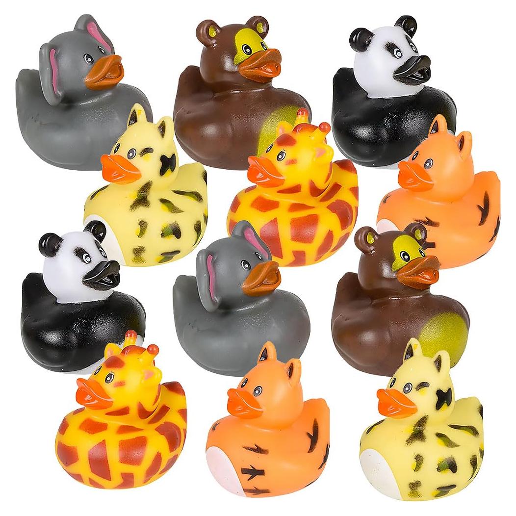 Patitos de goma zoológicos 12 unidades 5 cm