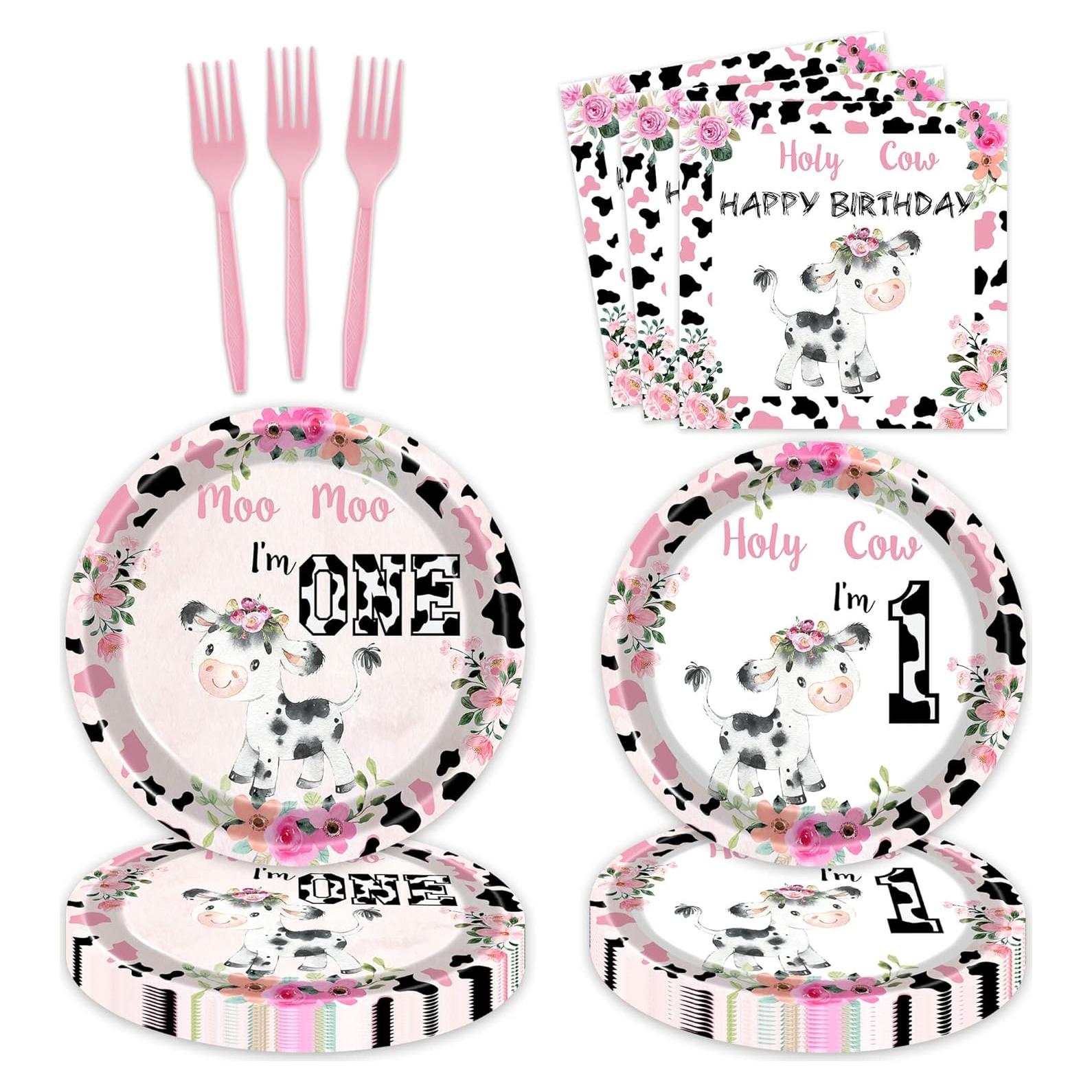 Vajilla Cumpleaños Sagrada Vaca GoodYH 80 Pcs Desechable