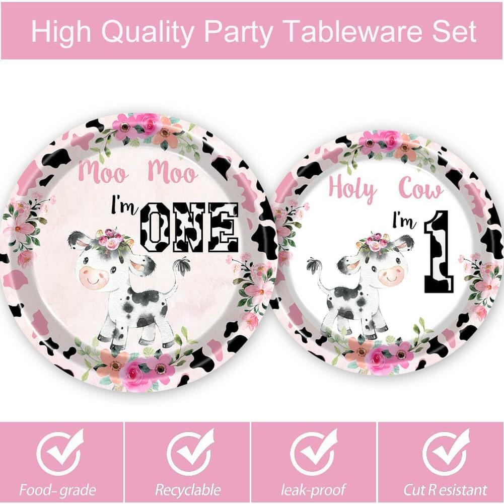 Vajilla Cumpleaños Sagrada Vaca GoodYH 80 Pcs Desechable