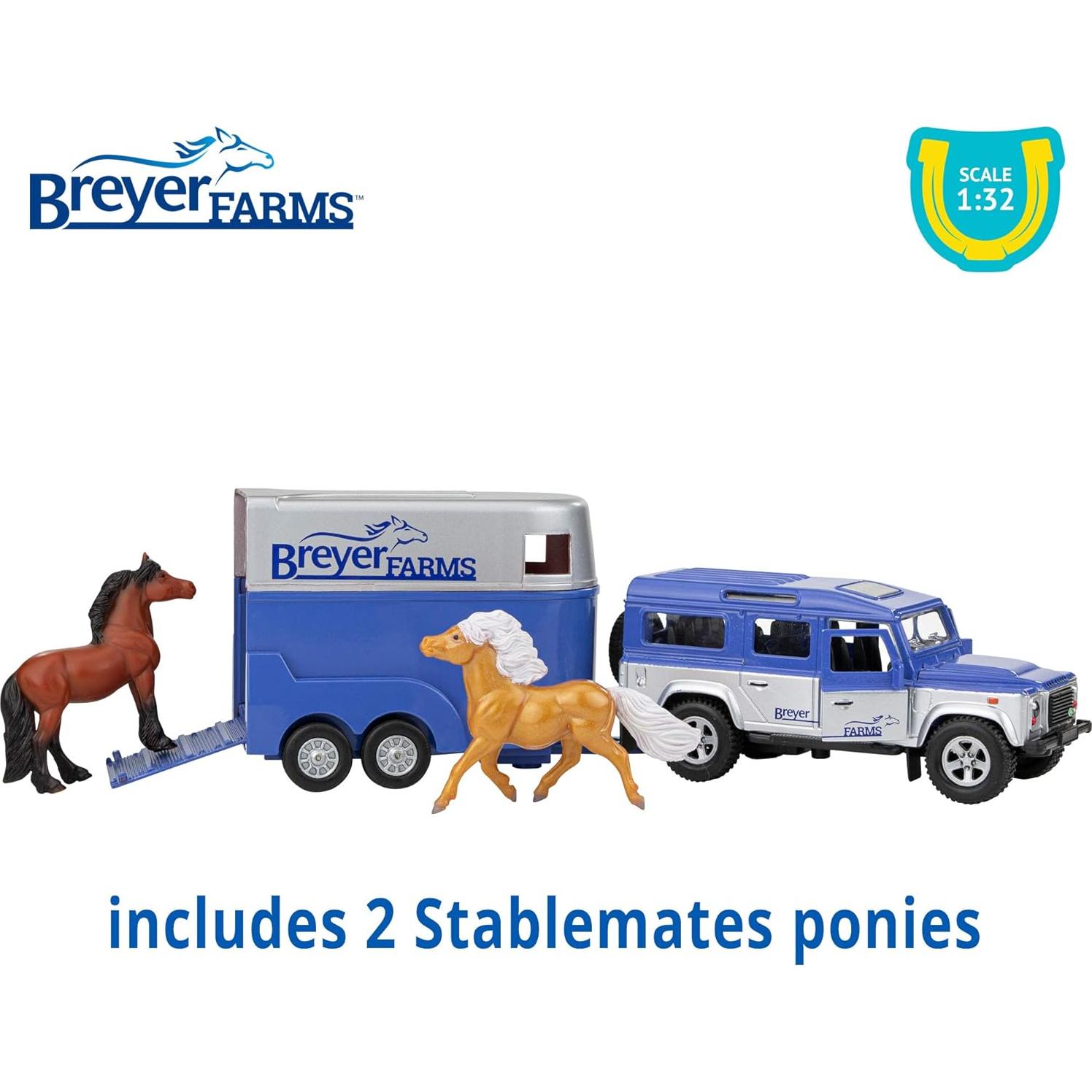 Breyer Granjas Land Rover y Remolque con 2 Ponis 1:32