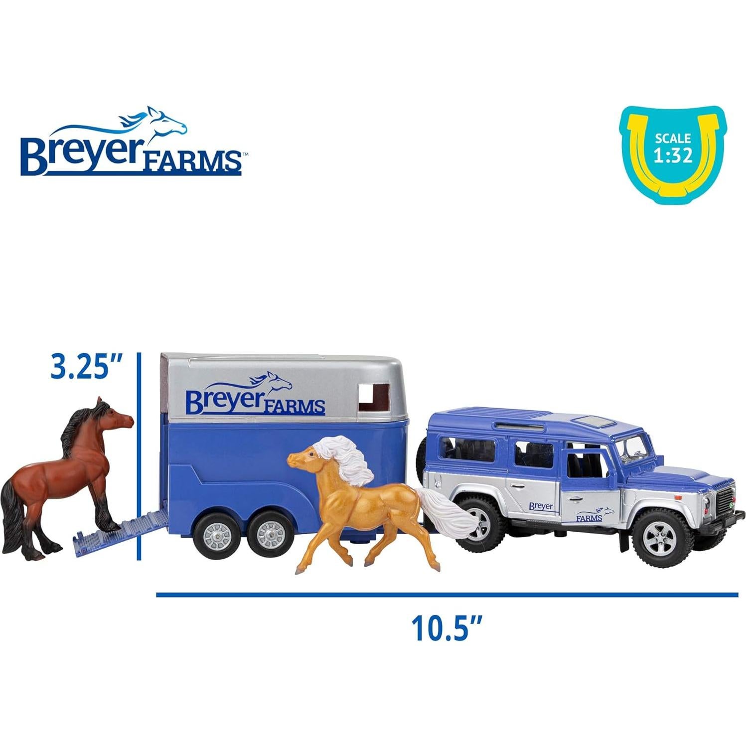 Breyer Granjas Land Rover y Remolque con 2 Ponis 1:32