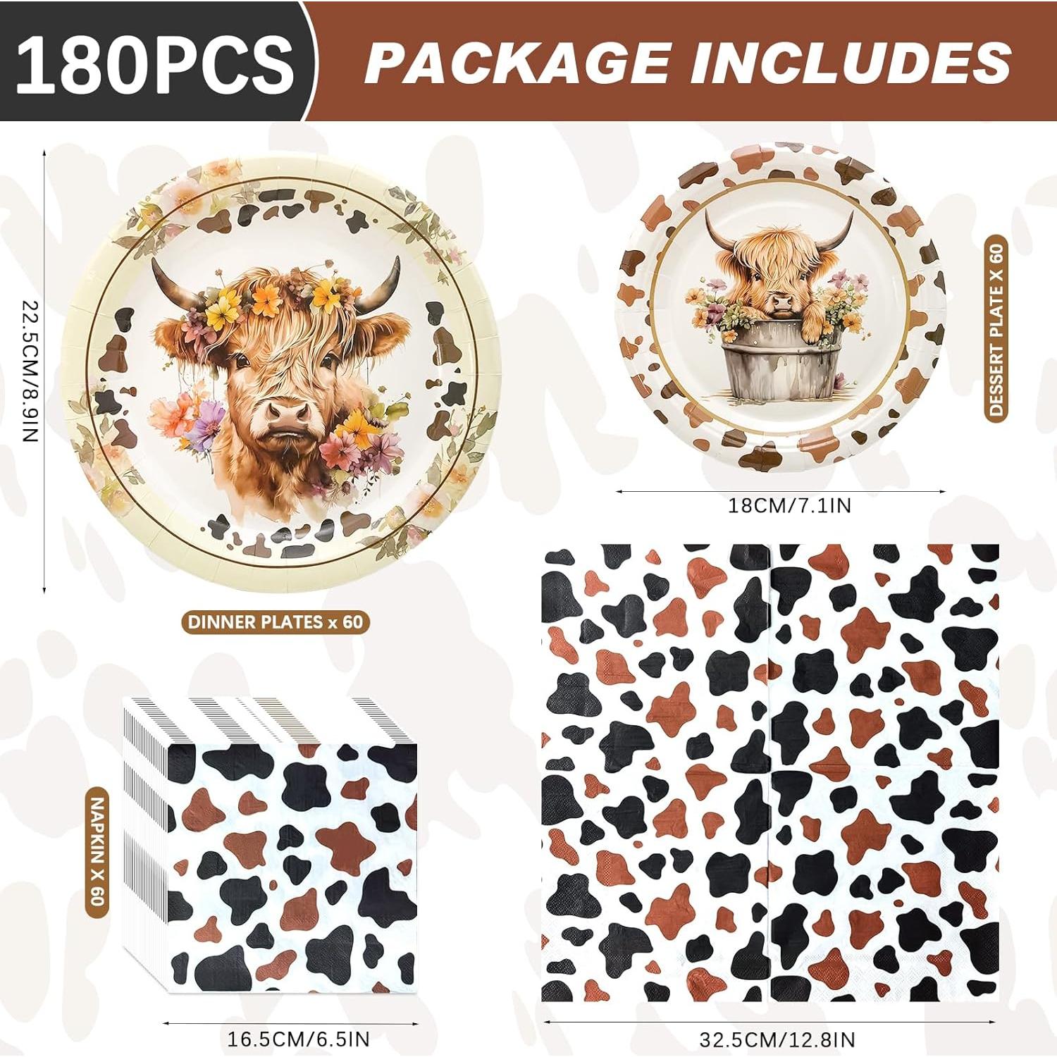 Kit de Fiesta de Vaca Osonm 180 Piezas para 60 Personas