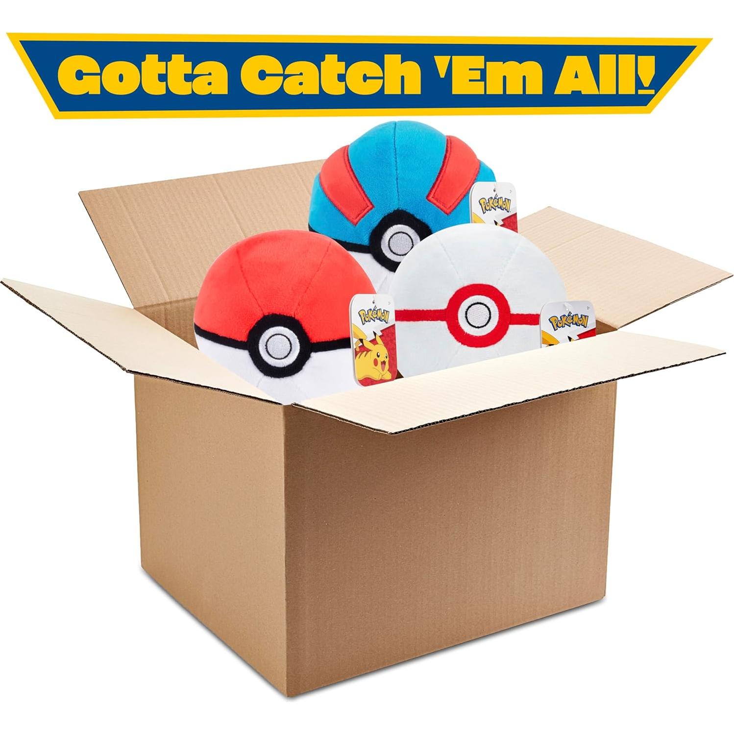 Pokemon Peluches Poke Ball 3-Pack Jazwares - 12.7 cm