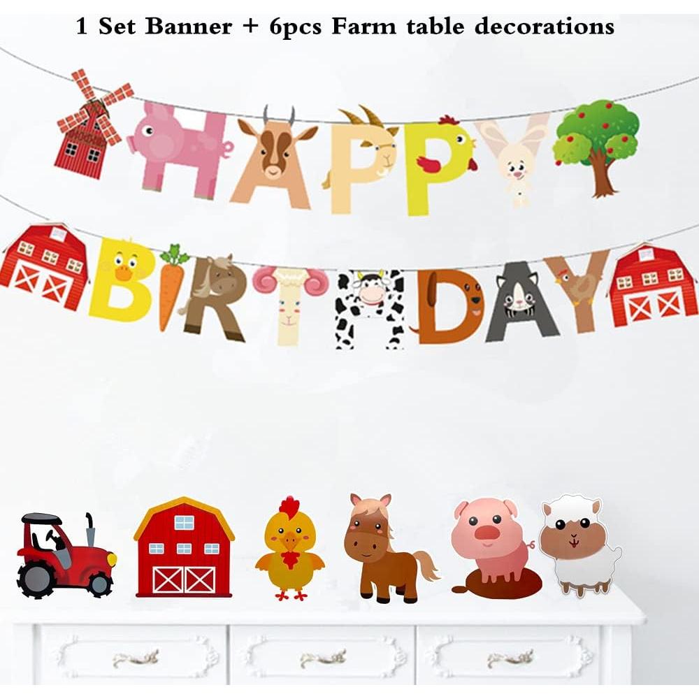 36 Pzs Decoración Fiesta Temática Granja - Animales y Globos