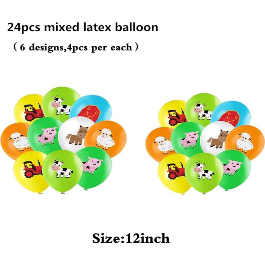 36 Pzs Decoración Fiesta Temática Granja - Animales y Globos