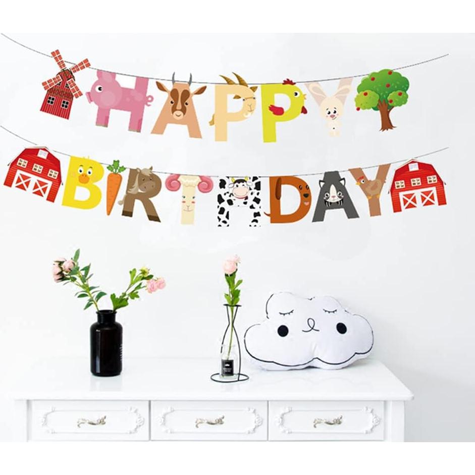 36 Pzs Decoración Fiesta Temática Granja - Animales y Globos