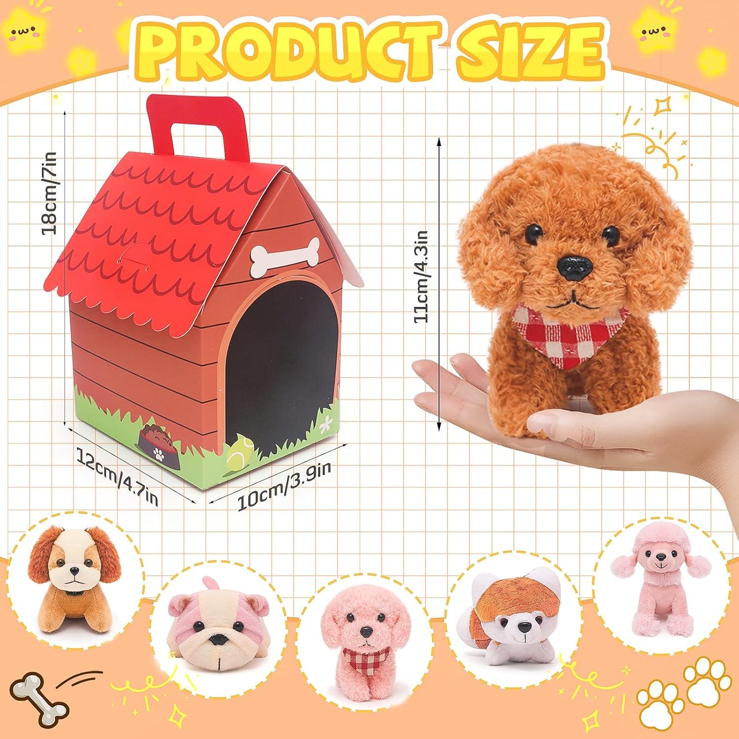 Juego de 12 Mini Perros de Peluche HAPGFS con Casa