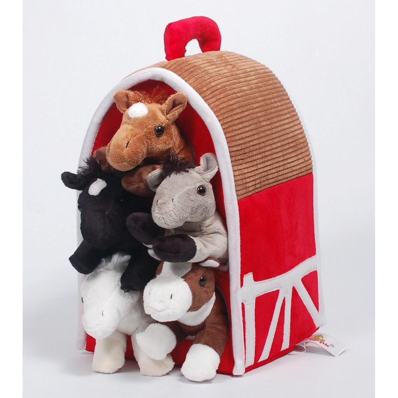 Granja de Peluche Unipak con 5 Caballos - 19x18x30.5 cm