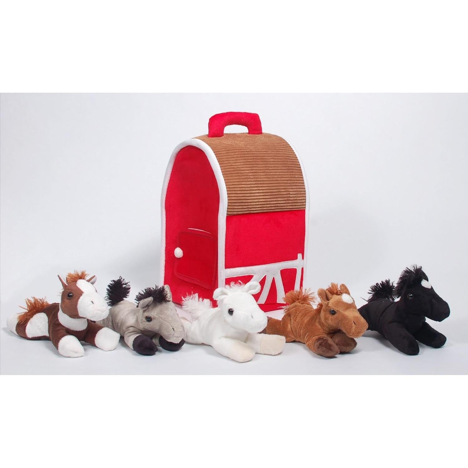 Granja de Peluche Unipak con 5 Caballos - 19x18x30.5 cm