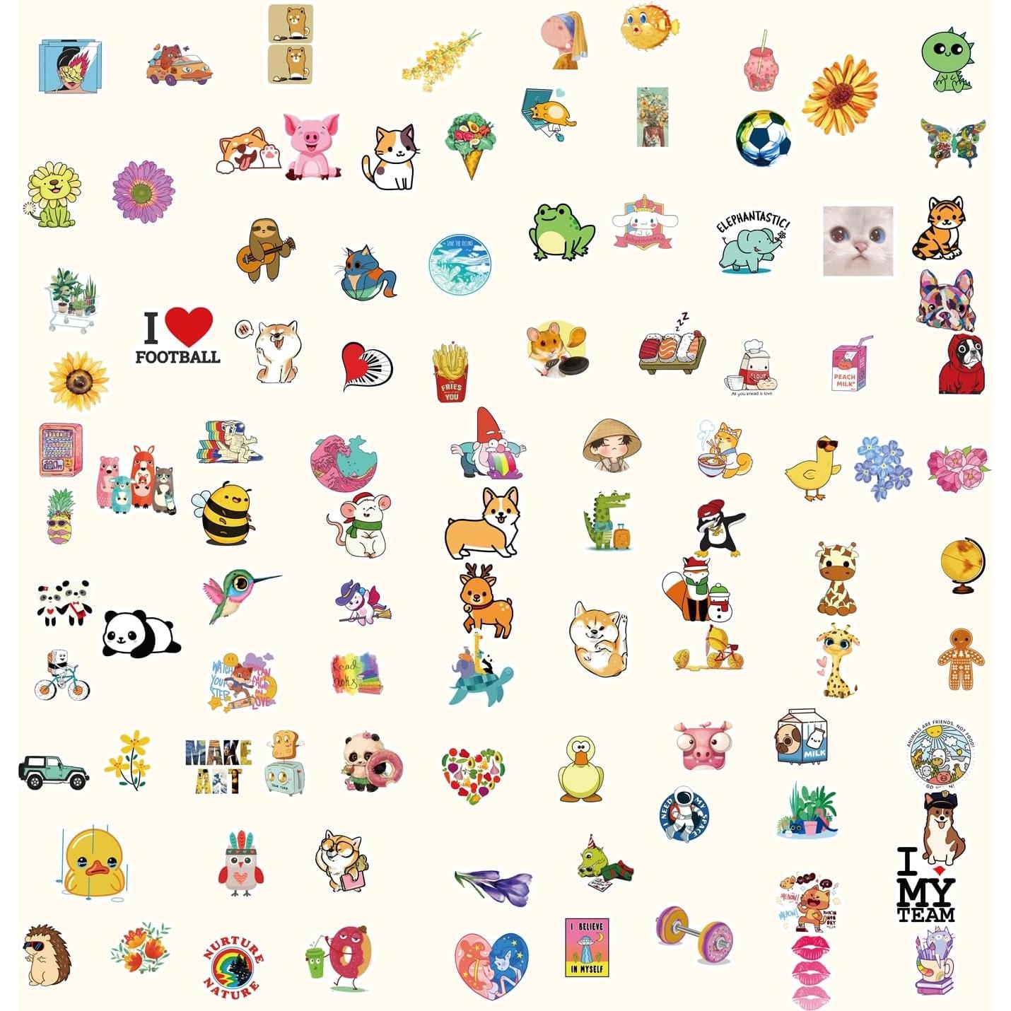 100 Pegatinas Impermeables AIONLUX para Niños - Vinilo Kawaii