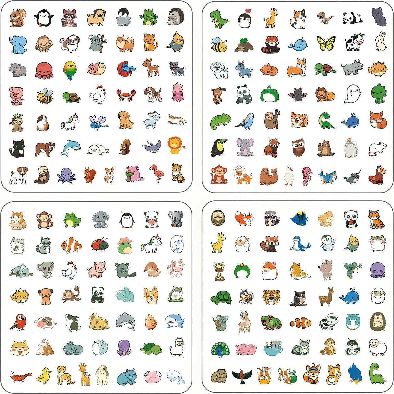 200 Pegatinas Kawaii de Animales YOMELA - Vinilo Impermeable