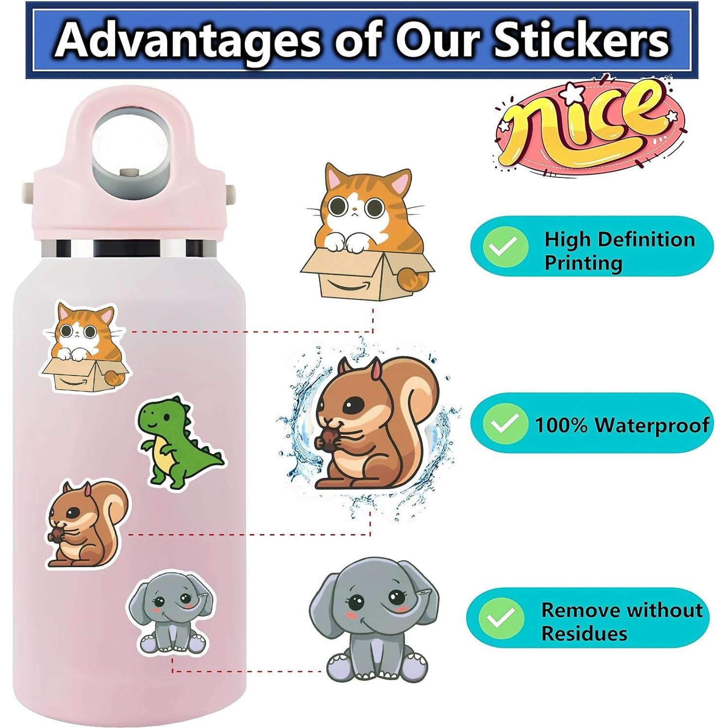 200 Pegatinas Kawaii de Animales YOMELA - Vinilo Impermeable