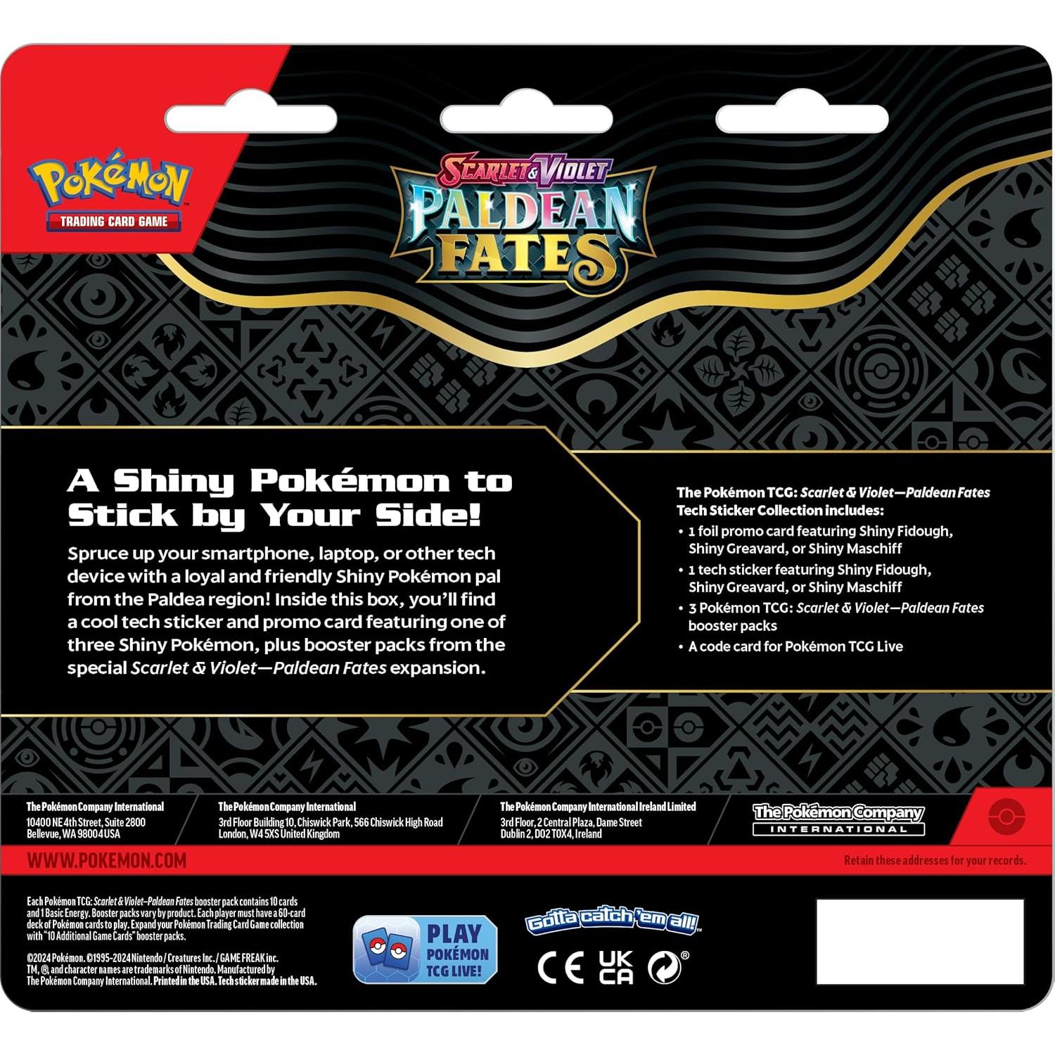 Stickers TECH Pokémon TCG Greavard Brillante + 3 Paquetes