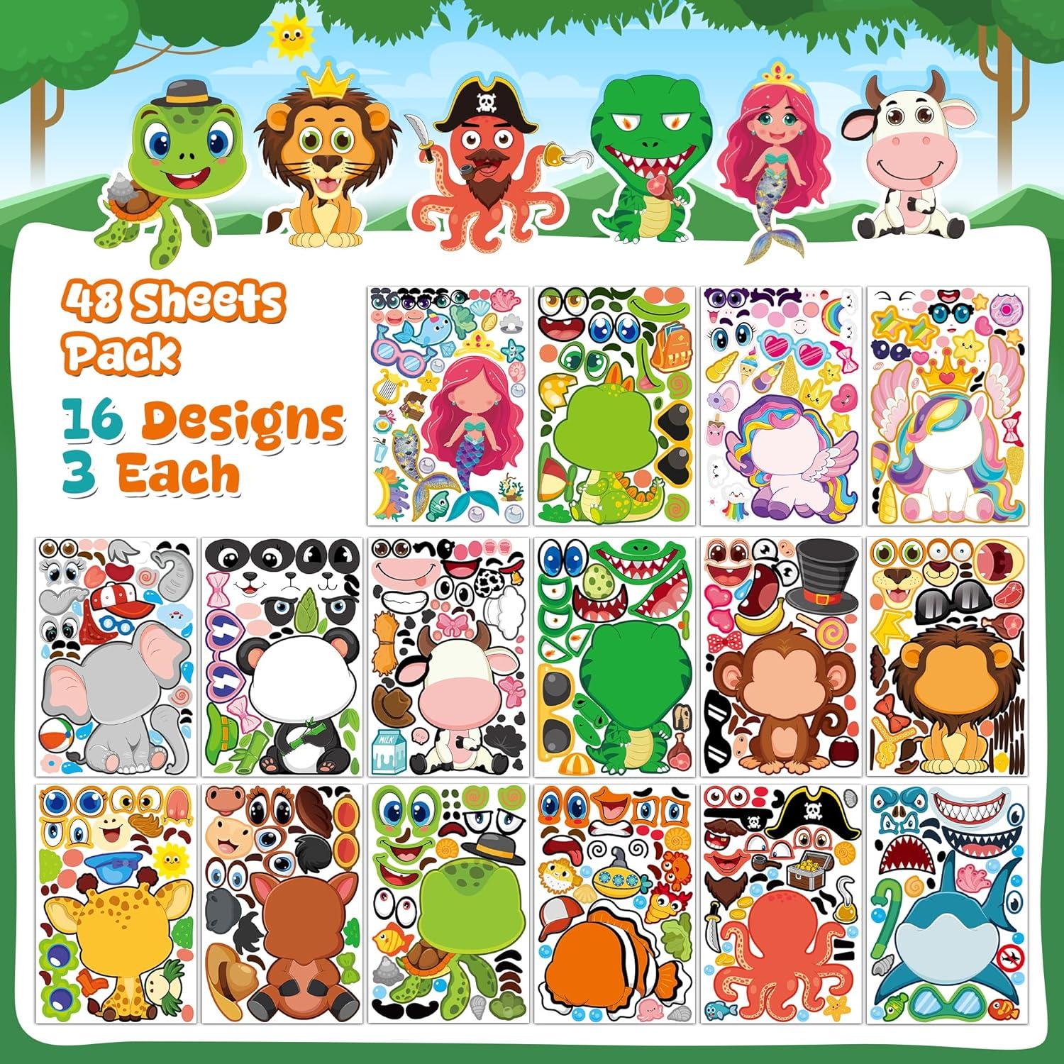 Pegatinas para Niños MISS FANTASY - 48 Hojas de Animales