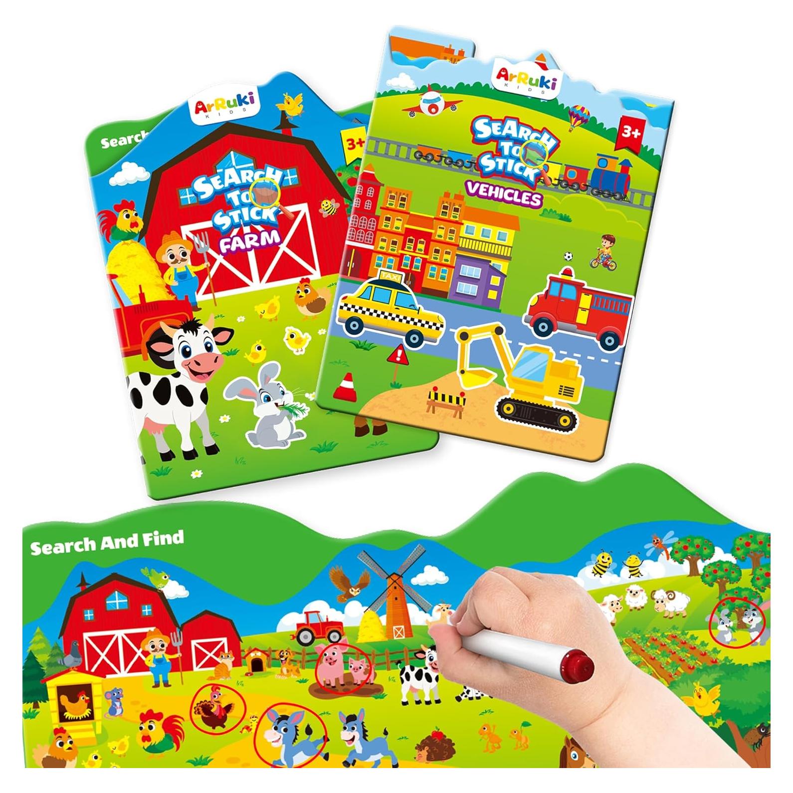 Libro de Pegatinas Reutilizables ArRuKi KIDS - Granja y Vehículos