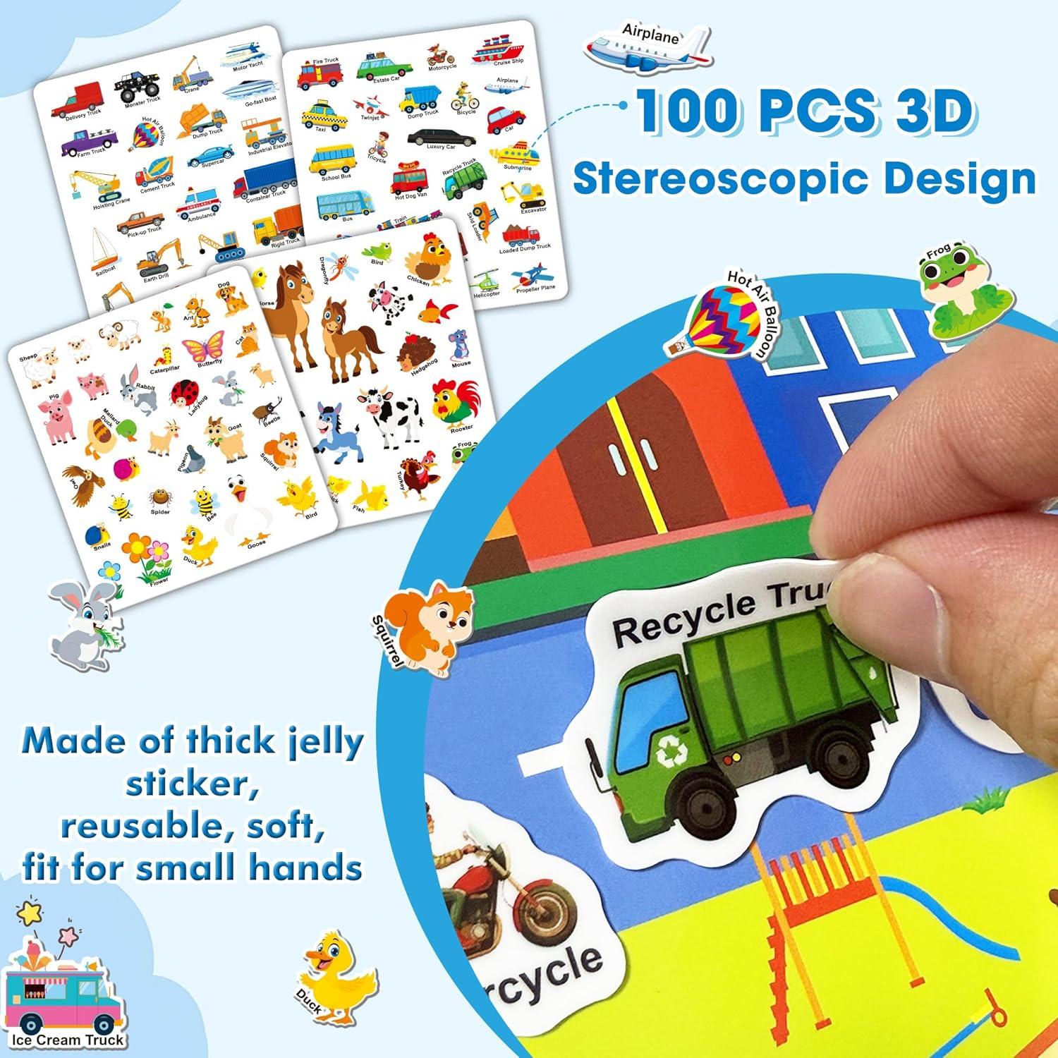 Libro de Pegatinas Reutilizables ArRuKi KIDS - Granja y Vehículos