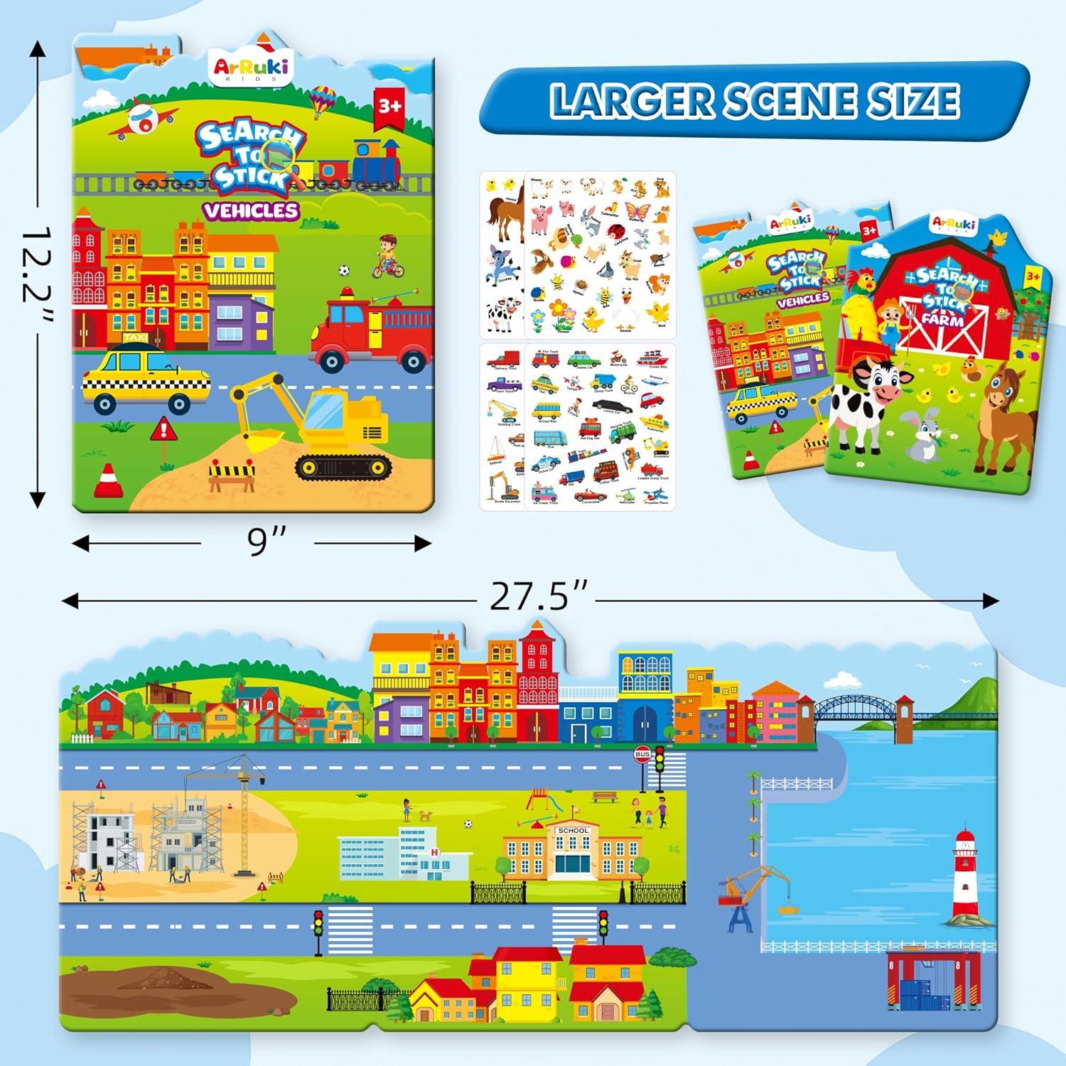 Libro de Pegatinas Reutilizables ArRuKi KIDS - Granja y Vehículos