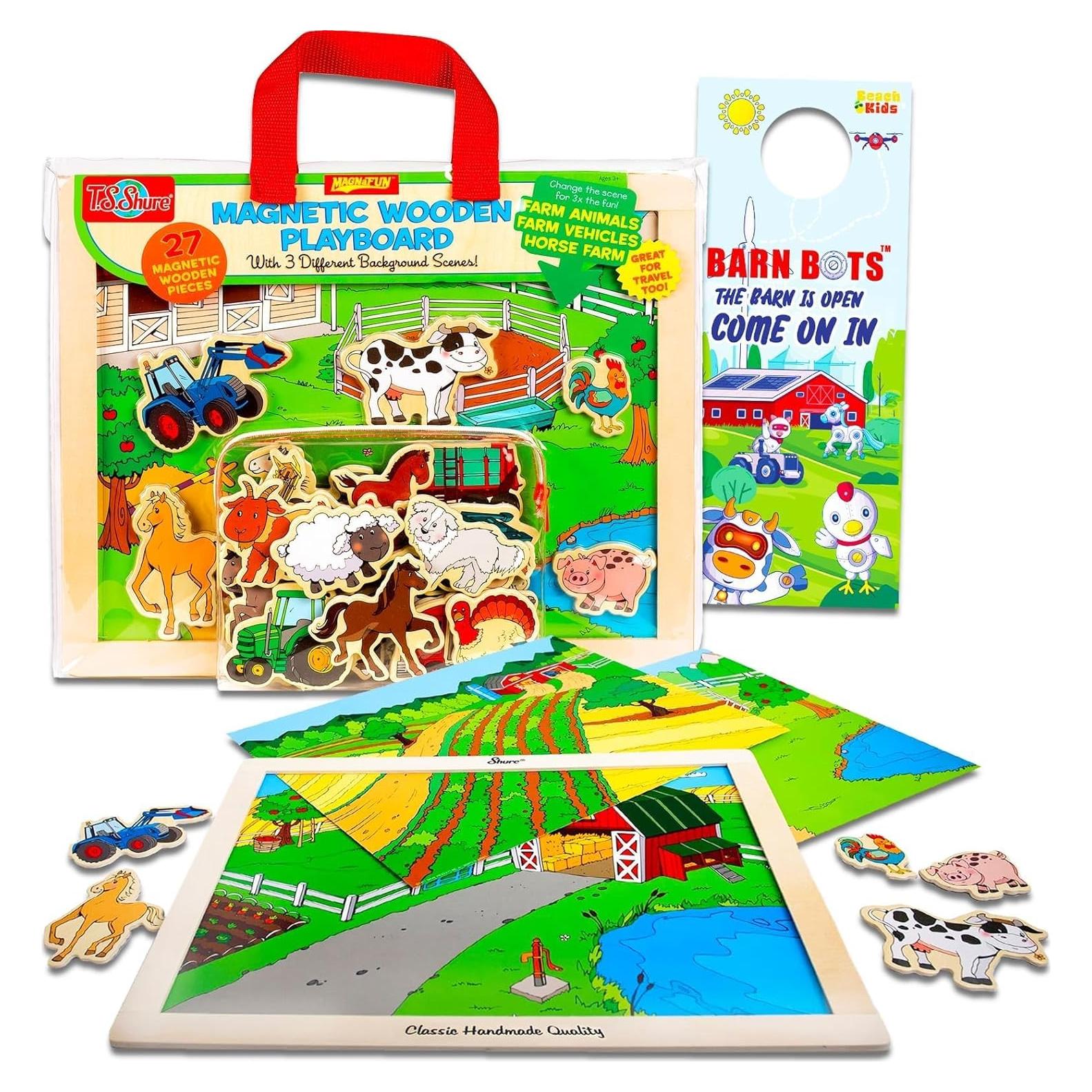 Tablero Magnético Montessori de Granja - 27 Piezas de Madera