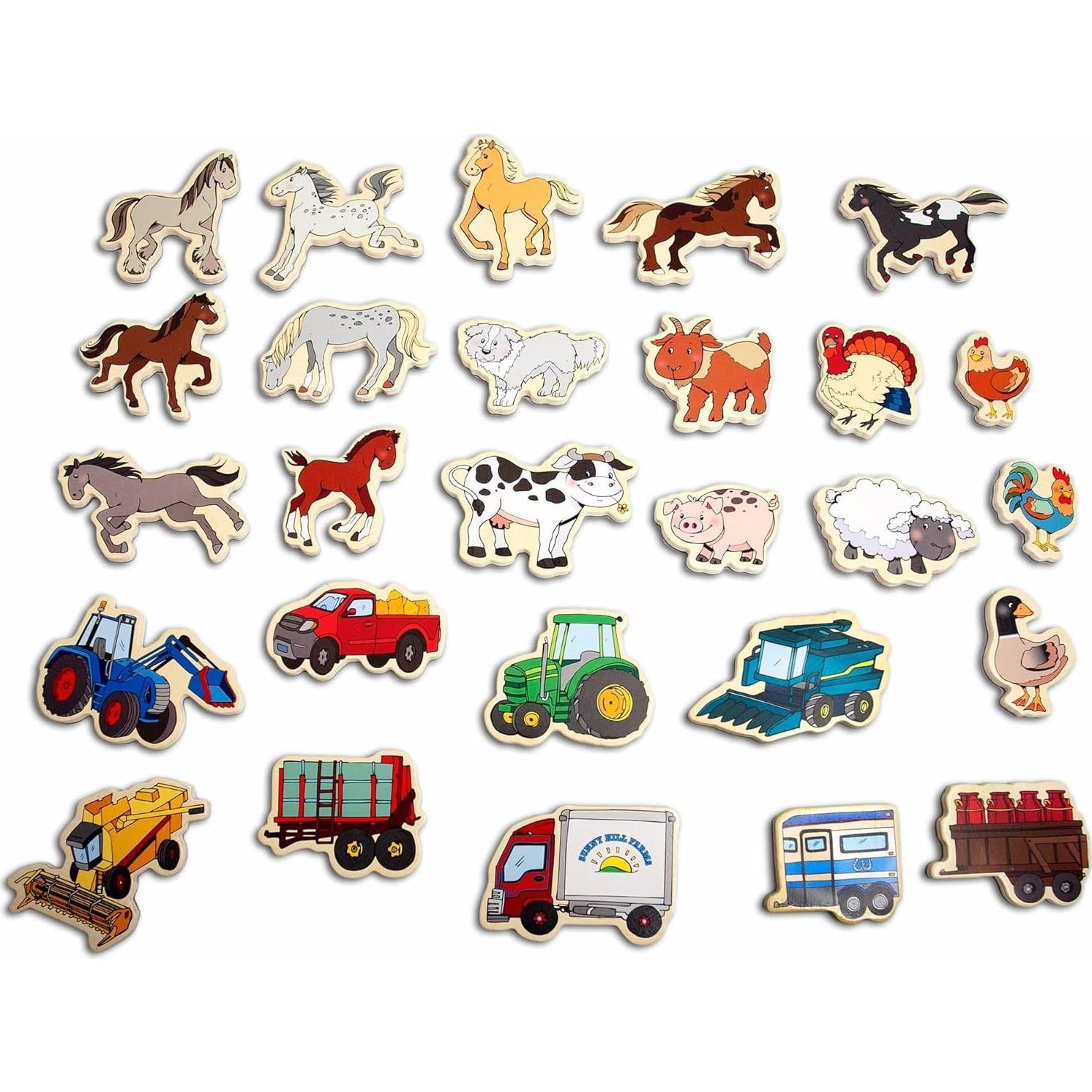 Tablero Magnético Montessori de Granja - 27 Piezas de Madera