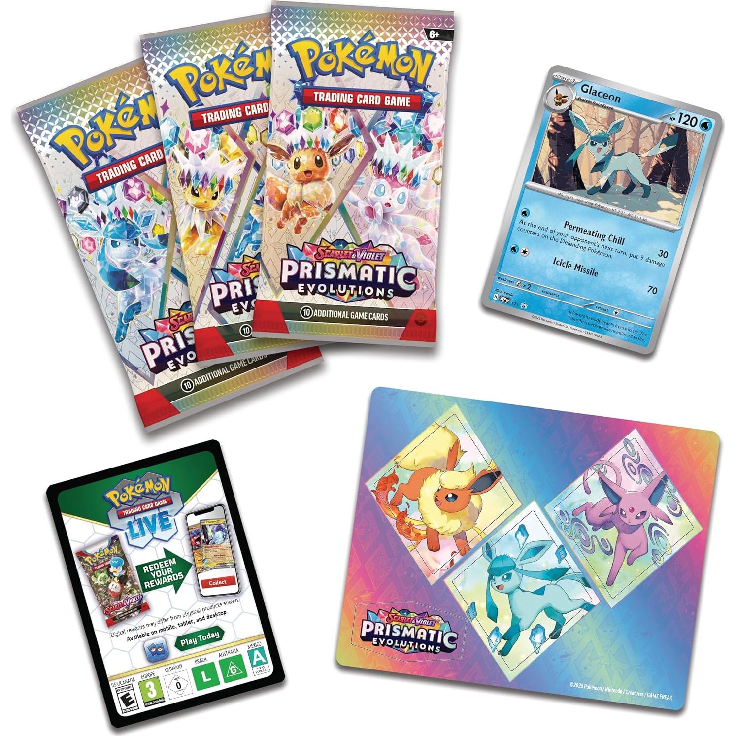 Stickers Tecnológicos Pokémon TCG Glaceon + Carta Promo Foil
