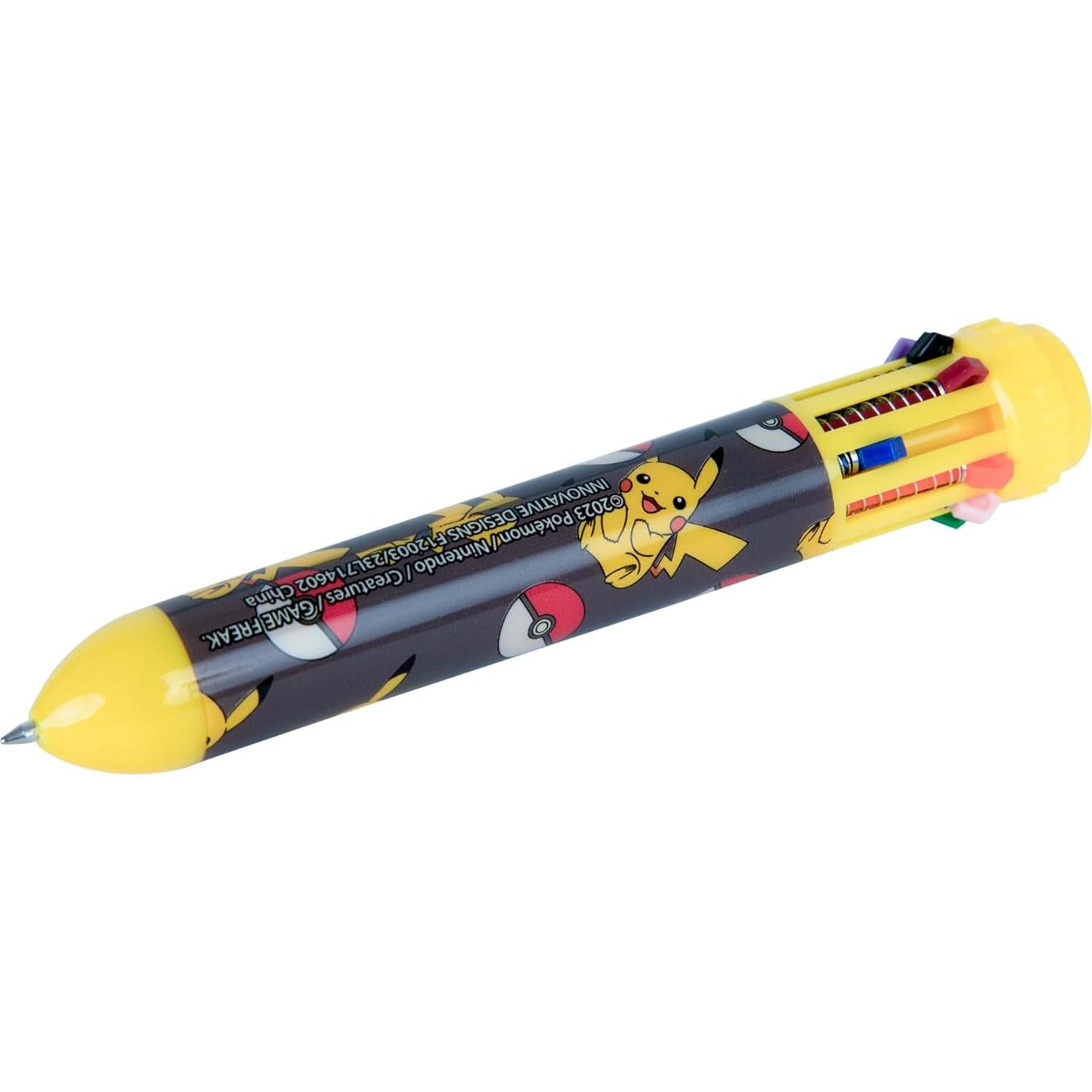 Juego de bolígrafos Pokémon 10 colores con Pikachu y tarjetas