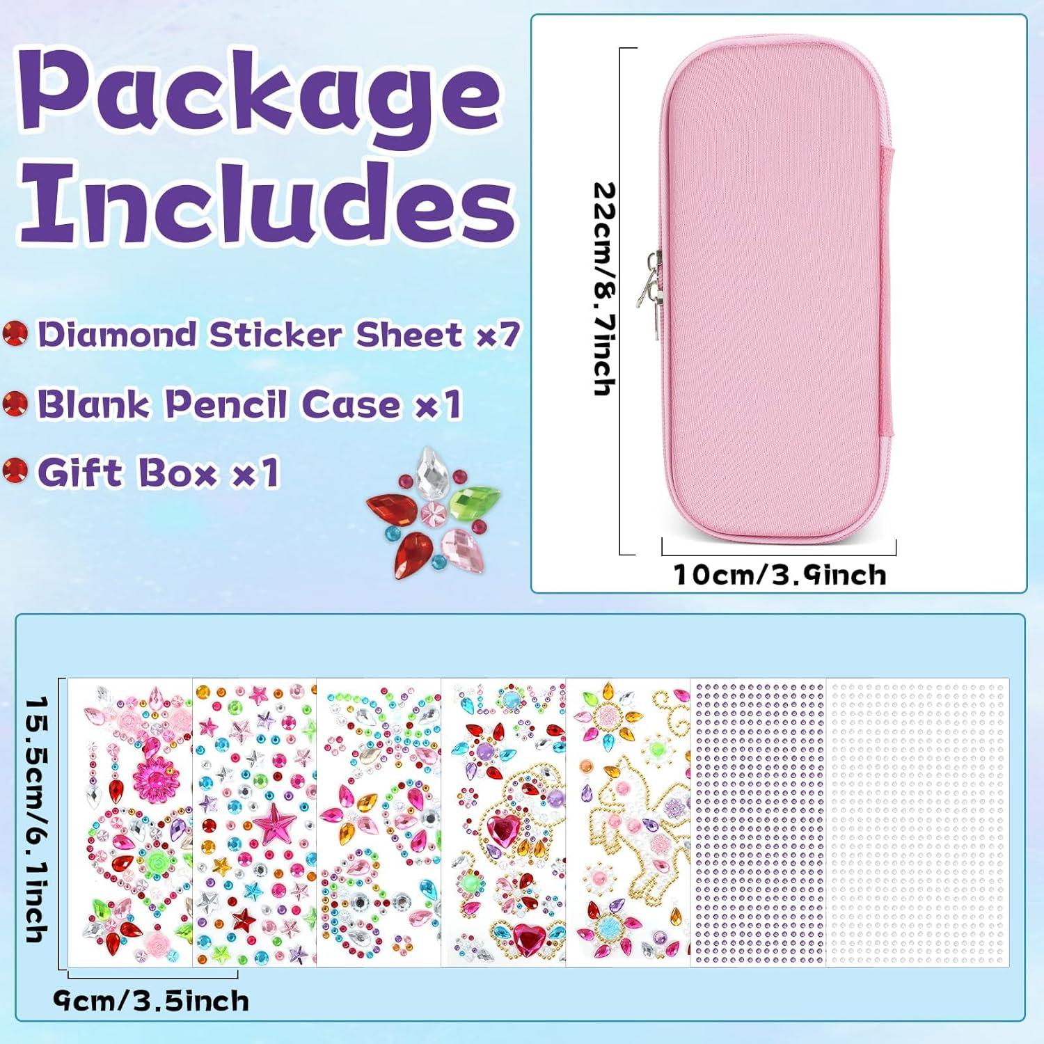 Estuche de Lápices DIY Rosa con Gemas Adhesivas Qyeahkj