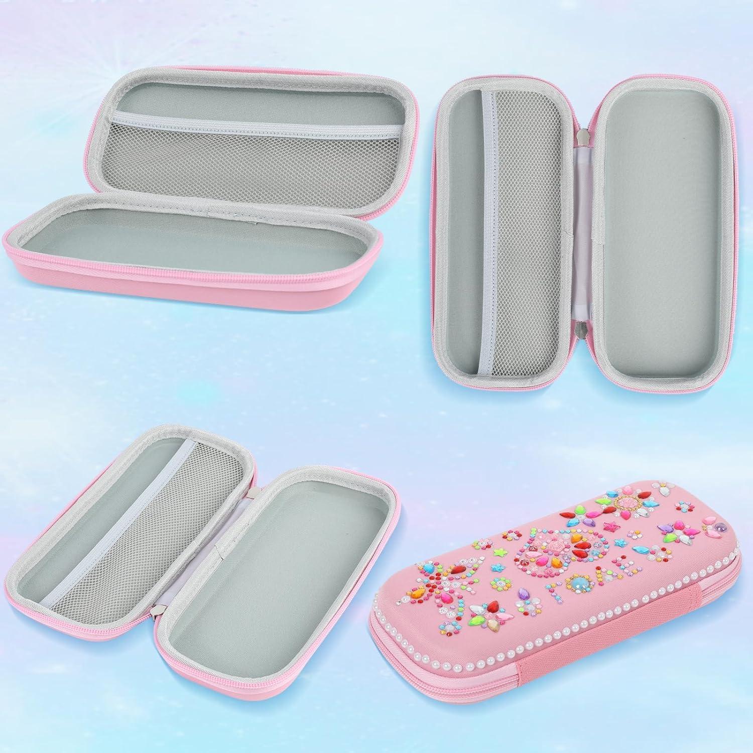 Estuche de Lápices DIY Rosa con Gemas Adhesivas Qyeahkj