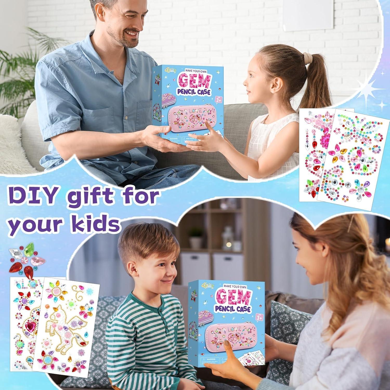 Estuche de Lápices DIY Rosa con Gemas Adhesivas Qyeahkj