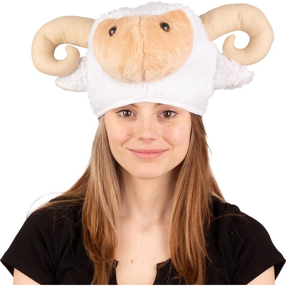 Tigerdoe Farm Animal Hats Set - Animal Costume Hat - Farm Dress Up - Plush Rooster, Horse, Sheep - 3 Pc Set