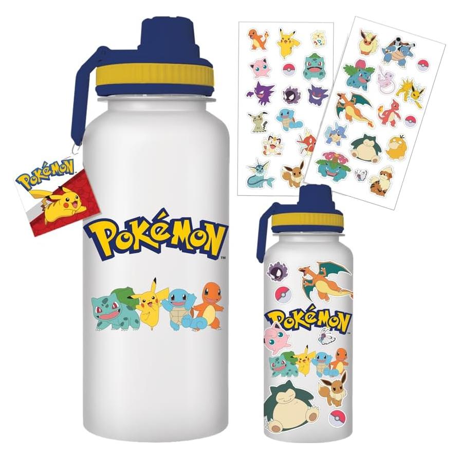 Botella de Plástico Pokémon Silver Buffalo 946ml con Stickers