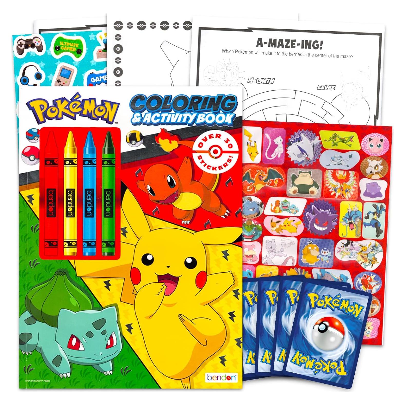 Libro para Colorear Pokemon Crenstone con Stickers y Tarjetas