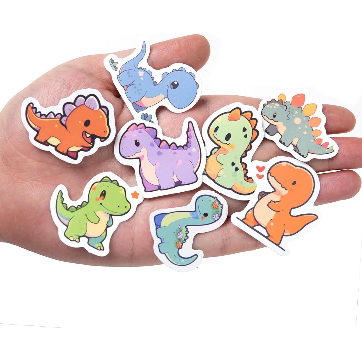 Aowplc 100 Pcs Cute Dinosaur Stickers Pack | Vinyl Stickers for Kids & Toddlers | Dinosaur Party Favors Crafts and Rewards