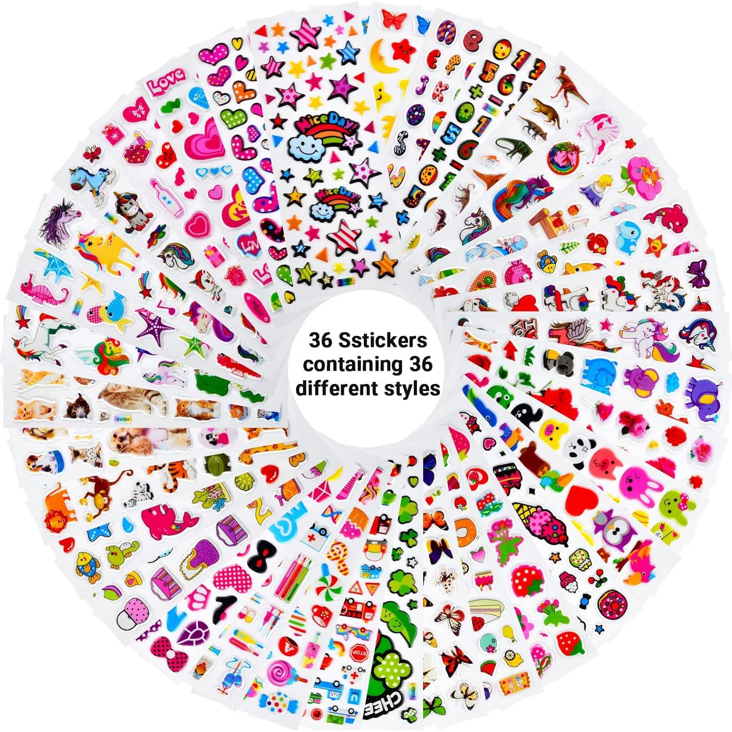 Pegatinas 3D Habett para Niños - 36 Hojas, 920 Piezas Variadas