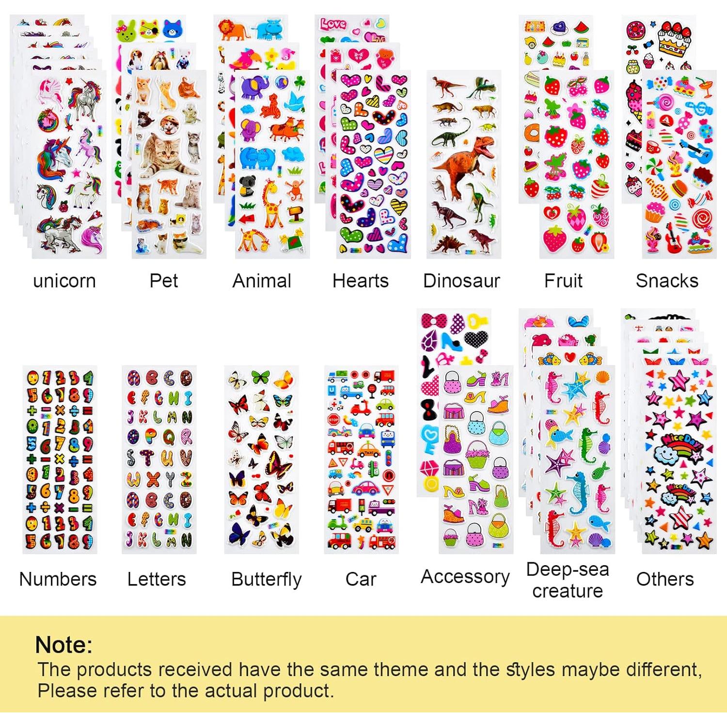 Pegatinas 3D Habett para Niños - 36 Hojas, 920 Piezas Variadas