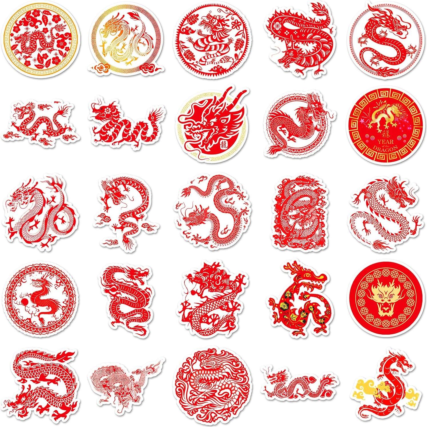 Pegatinas de Vinilo Impermeables Sanyeyufeng 50PCS Dragón Chino