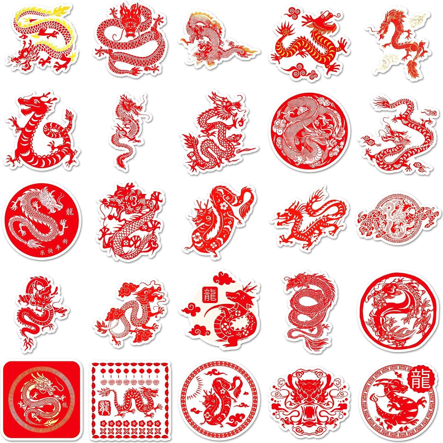 Pegatinas de Vinilo Impermeables Sanyeyufeng 50PCS Dragón Chino