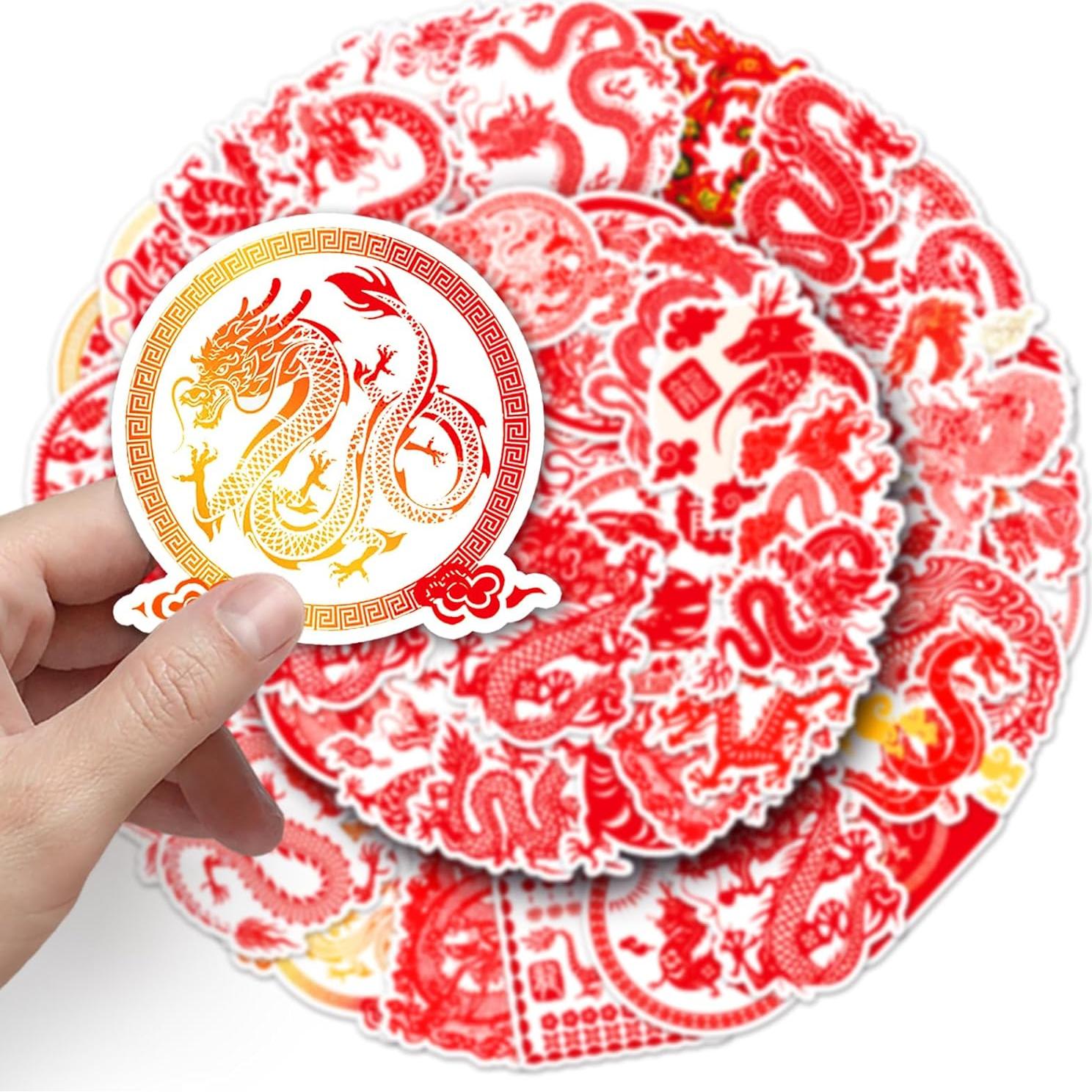 Pegatinas de Vinilo Impermeables Sanyeyufeng 50PCS Dragón Chino