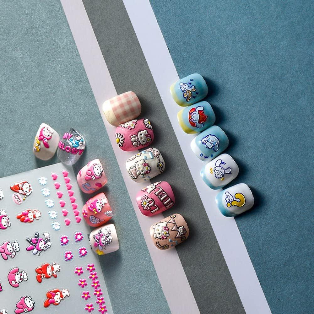 Calcomanías de Uñas Kawaii Anime Akutoer - 3 Hojas 5D