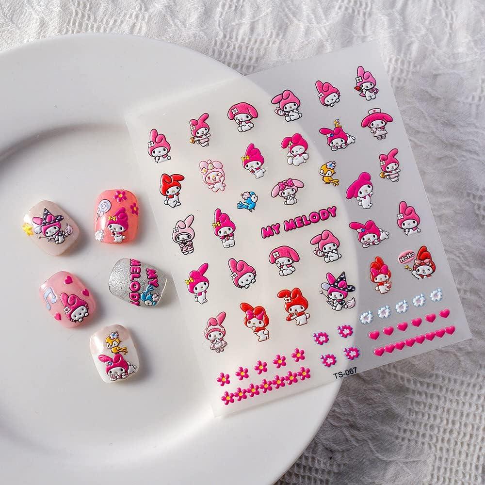 Calcomanías de Uñas Kawaii Anime Akutoer - 3 Hojas 5D