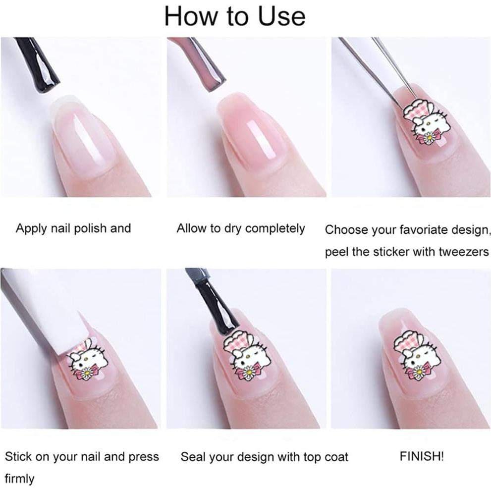 Calcomanías de Uñas Kawaii Anime Akutoer - 3 Hojas 5D