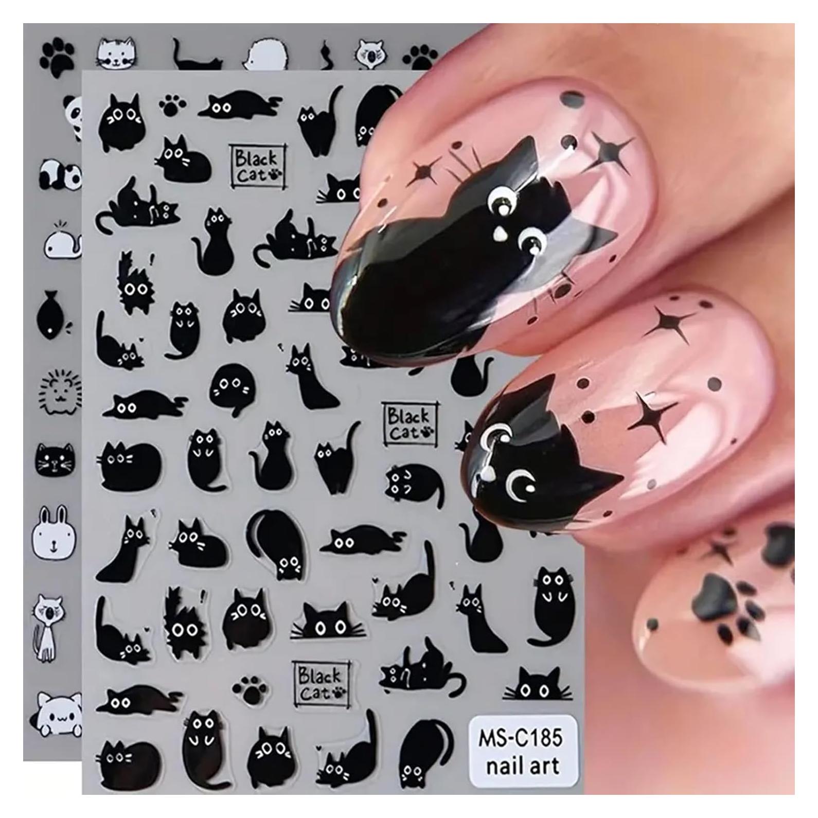 Calcomanías de Uñas 3D ZJHGDR Halloween 6 Hojas Animales