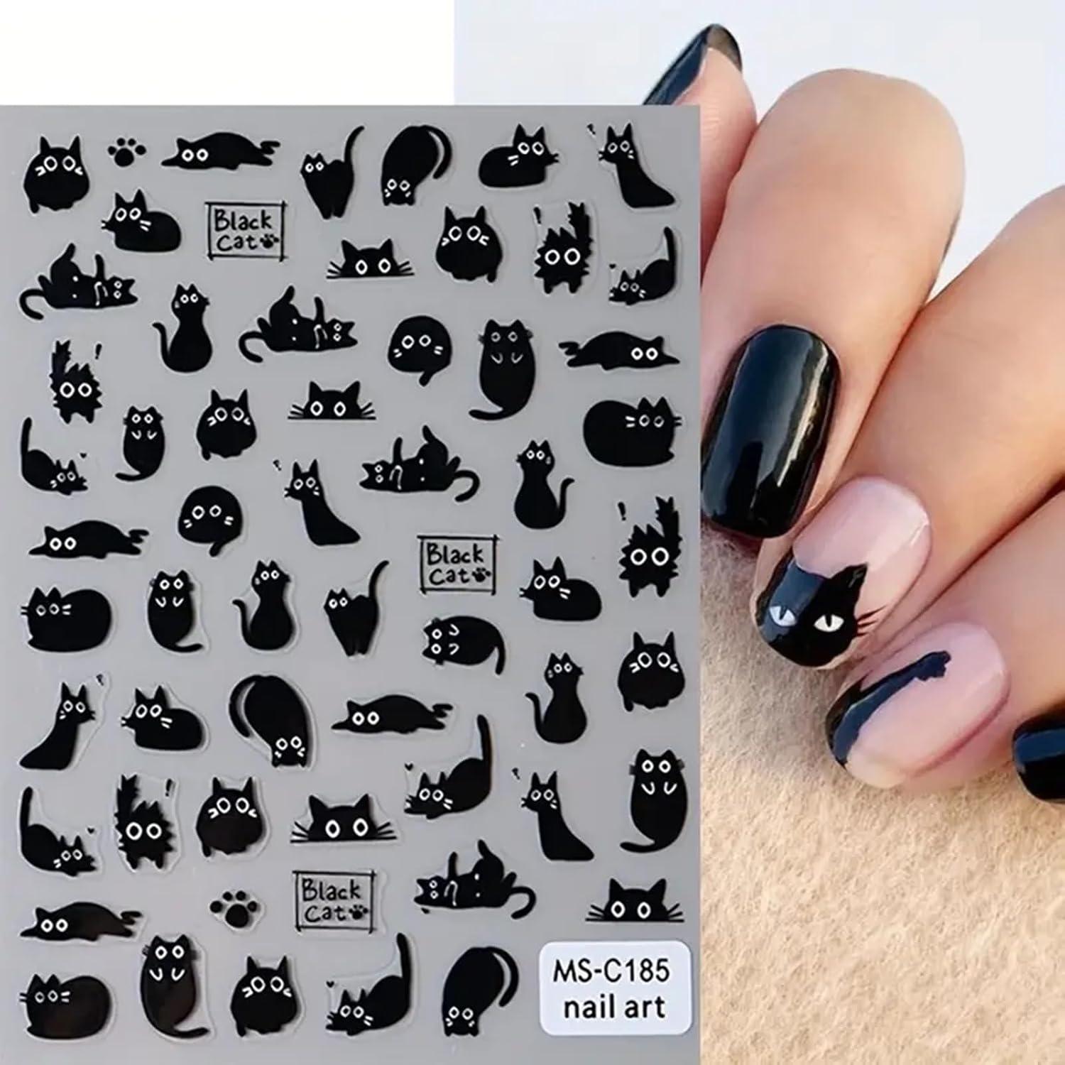 Calcomanías de Uñas 3D ZJHGDR Halloween 6 Hojas Animales