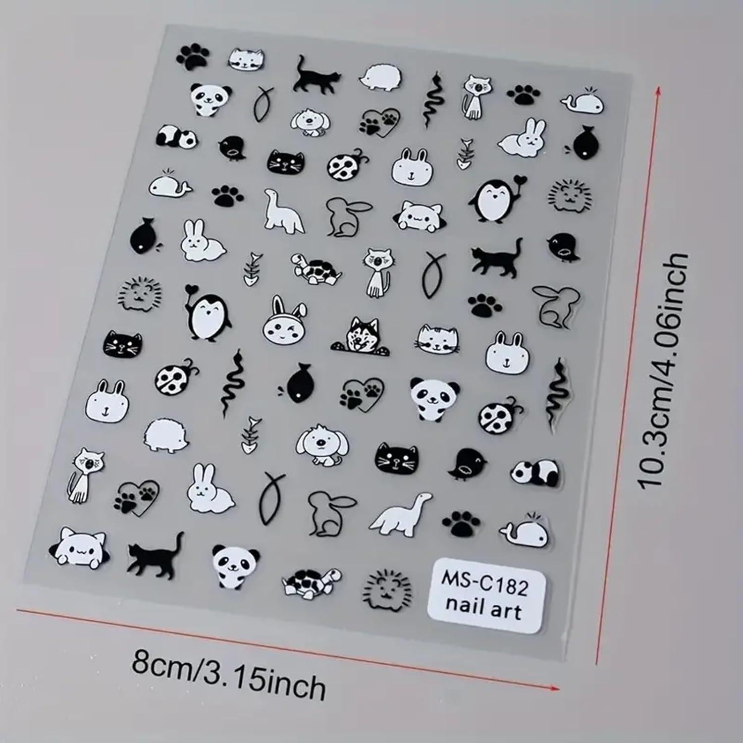 Calcomanías de Uñas 3D ZJHGDR Halloween 6 Hojas Animales