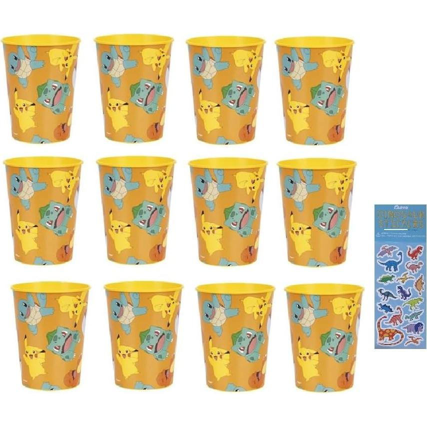 Suministros Fiesta Cumpleaños Pokémon - 12 Vasos Reutilizables 473ml