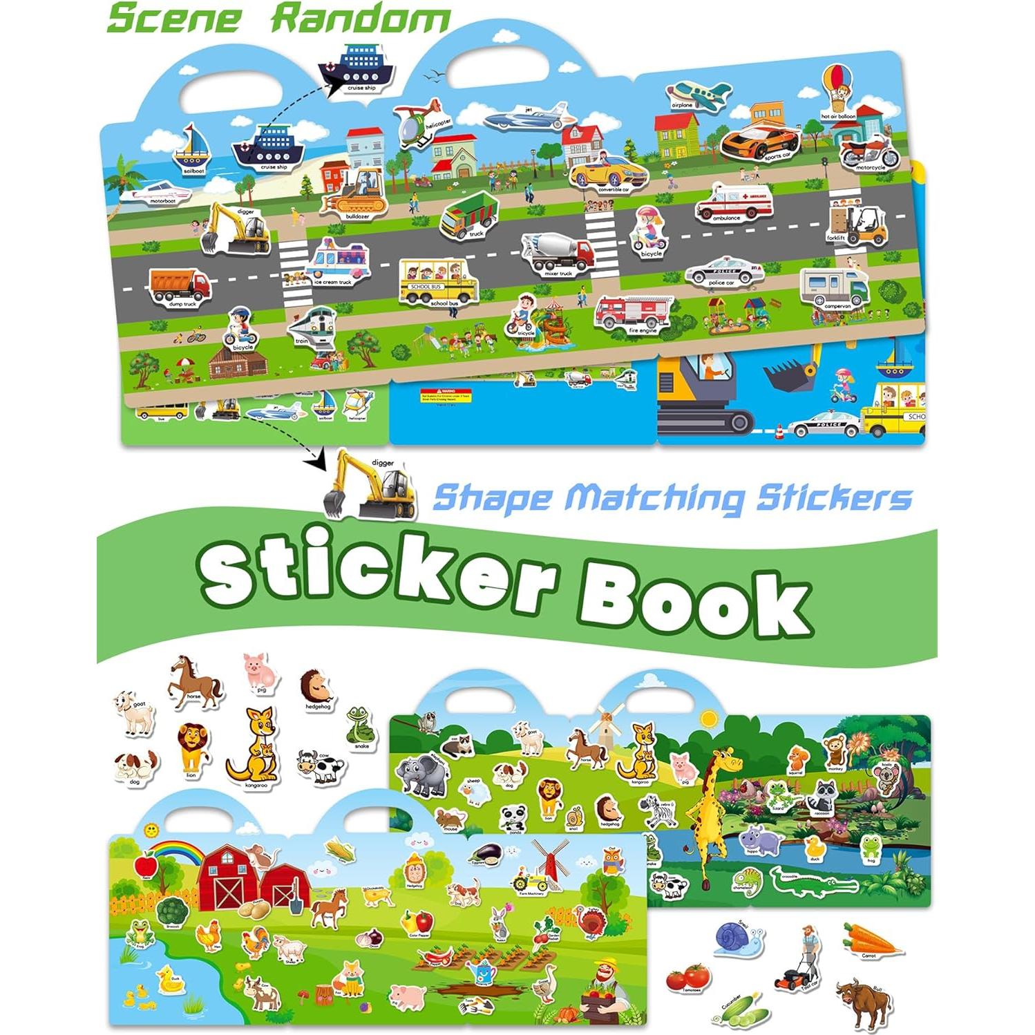 Libro de Pegatinas Reutilizables Walenced para Niños 1-4 Años