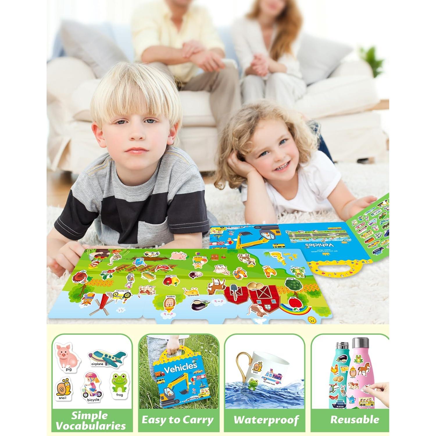 Libro de Pegatinas Reutilizables Walenced para Niños 1-4 Años