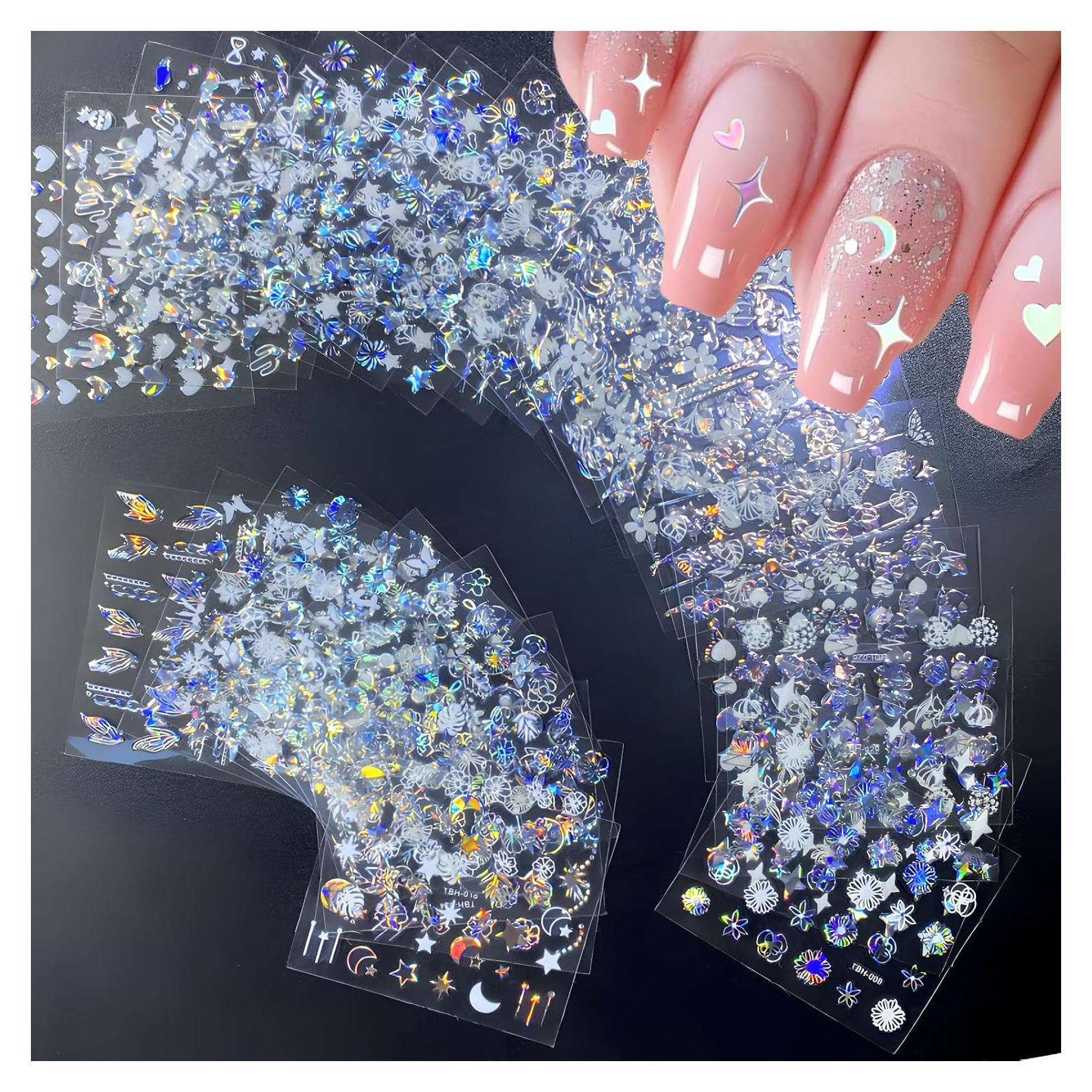 30 Hojas Calcomanías de Uñas Aurora 3D GUFUGU Multicolor